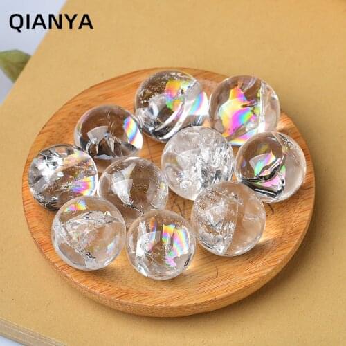 Natural Rainbow Clear Crystal Sphere Gems Jewelry Healing Reiki Meditation Divination Orb Fashion Jewelry Decoration Accessories