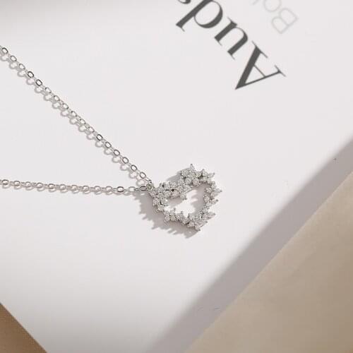 Romantic Mircon CZ Zircon Heart Pendants Necklaces for Wedding Jewelry Simple Women Chokers Clavicle Necklac