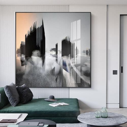 Modern Abstract City Architecture Home Decoration Light Luxury Sofa Background Model Room Dining Room Bedroom Printing Mural