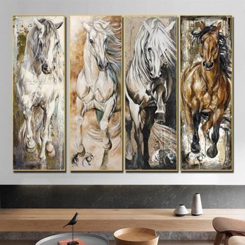 Modern Horse Canvas Painting Poster Print Retro Quadros Wall Art Modern Animal Pictures for Living Room Home Decoration