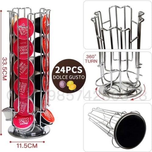 Storage 24PCS Dolce Gusto Stand Display Rack Rotatable Coffee Pods Plating Holder 2020 Fashion Capsule Black High-Capacity Rack
