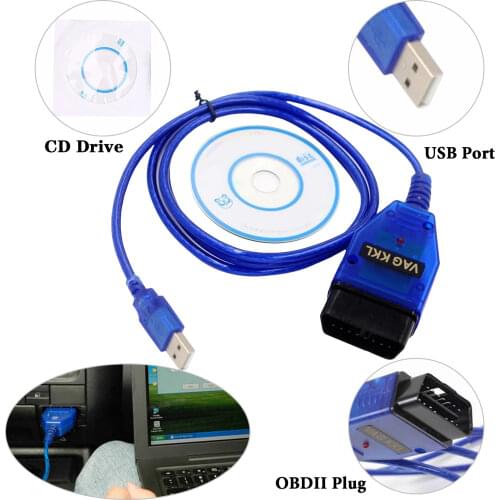 VAG-COM KKL 409.1 OBDII USB Cable Scanner Scan Tool Replacement for Audi A2 A3 A4 A5 A6 Q7 for SEAT Leon Skoda Volkswagen Golf