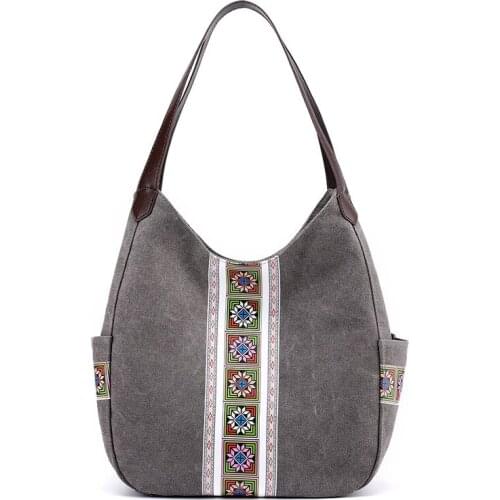 Vintage canvas bag for women, New printing Large capacity multi-layer all-around one-shoulder handbag