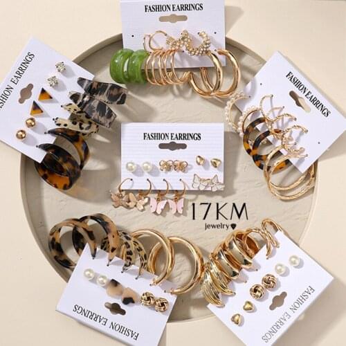 Vintage Acrylic Drop Earrings Set For Women Punk Gold Butterfly Dangle Earrings 2021 Trend Set of Earrings Jewelry Gifts