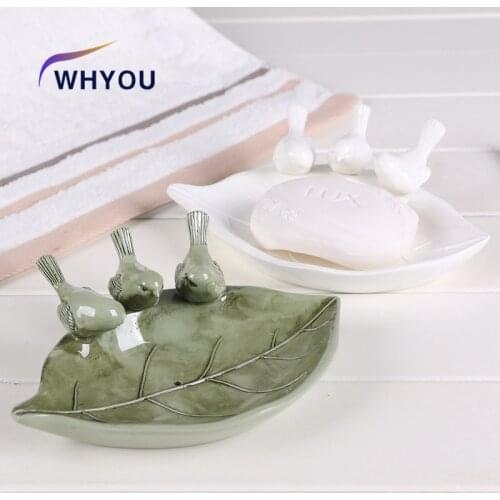 NEWYEARNEW 1piece Resin Soap Box Tray Holder Plate Love Bird Mediterranean Style Dish Ornaments Home Furnishing Decoration