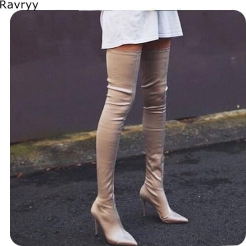Elastic Woman Long BootsThin heel Concise Style Newest Fashion Autumn winter Over-the-knee Boots Pointed Toe Female Shoes