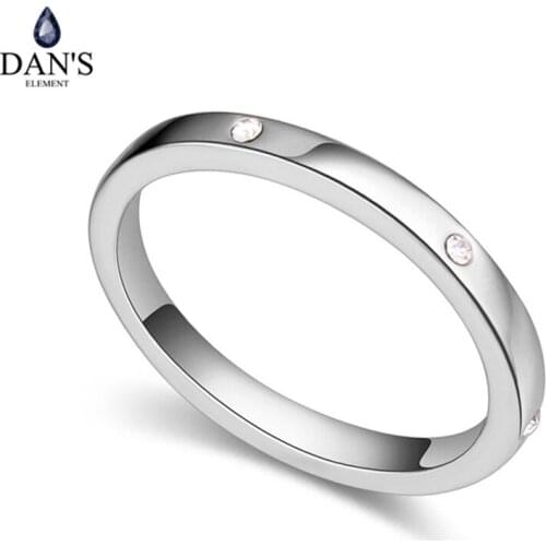 DANS Real Austrian Crystals Brand Fashion Ring for women New Sale Hot Round 116030White