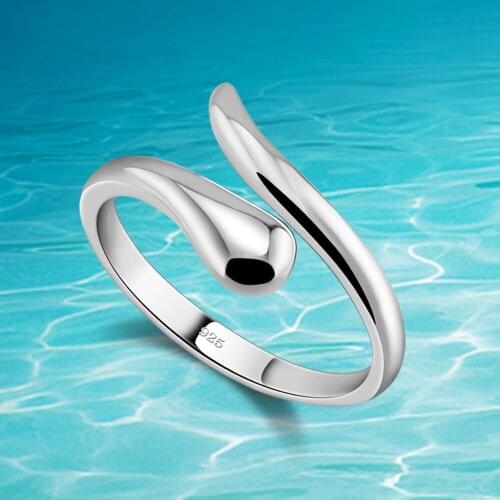 Simple fashion 925 silver color water drop ring for women ring s weet lovely female accessories gift charm jewelry