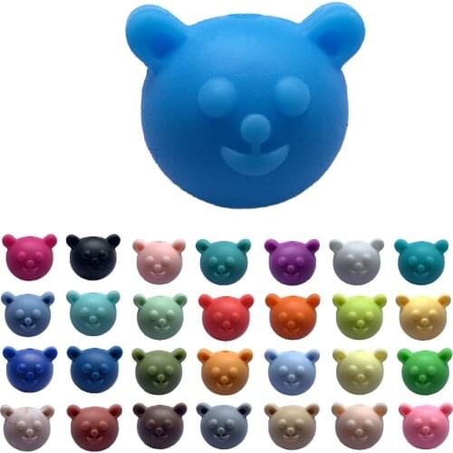 100pcs Silicone Beads Cartoon Bear Silicone Baby Beads Teething Cartoon Chew Oral Dental Pacifier Clip Silicone teethers