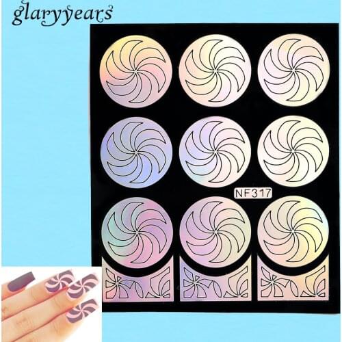 2 Way 1pc Nail Art Hollow Vinyls Sticker Windmill Plate Laser Decal Airbrush Nail Stencil Paint NF317 Nail Sticker Manicure Tool