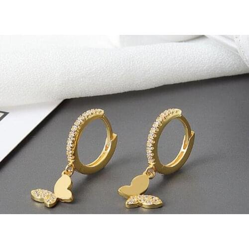 2020 Fashion Silver Plated Butterfly Earrings Simple Cute Korean Female Lady Small Earrings Chic Earrings Jewelry