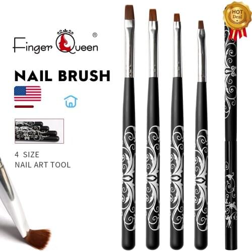 4 Sizes Nail Art Brush for Manicure Gel Gradient Nail Polish UV Gel Painting Pen Wood Handle Drawing Tool