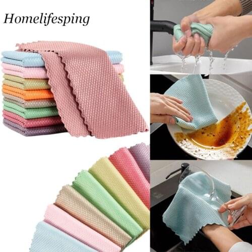 5/10Pcs Kitchen Anti-Grease Wiping Rags Efficient Fish Scale Wipe Cloth Cleaning Cloth Home Washing Dish Cleaning Towel