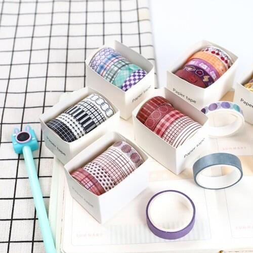5 Rolls Vintage Washi Tape Set Basic Collection 10mm Wide Solid Color Masking Tapes Writable Decoration Tape for Arts DIY Craft