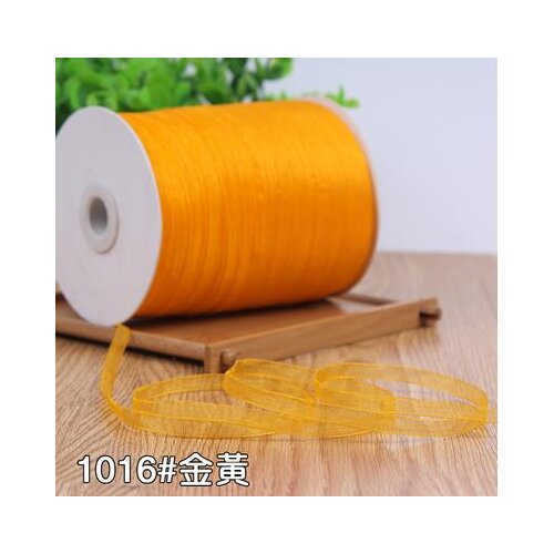 6 mm Organza Ribbon Apparel Sewing Fabric For DIY Gift Packaging Wedding Decoration Ribbon Party High Quality Golden 10 meters