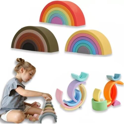 6 PC Baby Toys Montessori Rainbow Building Blocks Toys For Kids Preschool Teaching Aids Educational Blocks Dropshipping