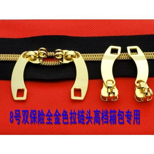 8# nylon zippers 5meters zip and 6PCS zip sliders gold for MyVault outdoor tent/yacht/Trolley Case/suitcase/ Backpack