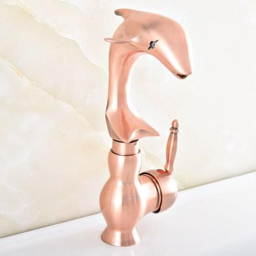 Antique Red Copper Brass Basin Sink Faucet Bathroom Mixer Tap Wide Spout Vessel Sink Faucet Hot Cold Water Tap