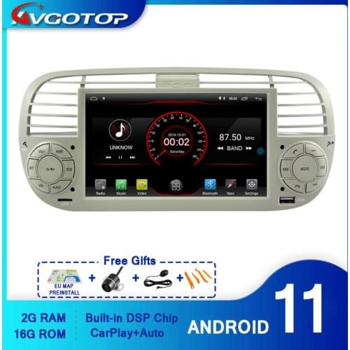 AVGOTOP Android 10 Bluetooth GPS Car Player Multimedia For FIAT 500 2G 16G Vehicle Radio