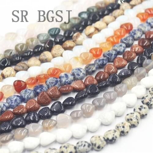 Free Shipping SR 10mm Valentines Day Gift Gemstone Stone Jewelry Making Heart Love Beads Strand 15"