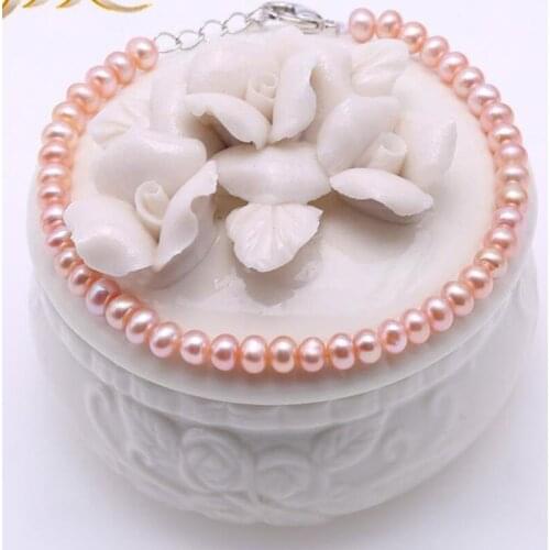 Real Pearl Bracelet Adjustable-Tiny Size Natural 4.5-5.5mm White Pink Lavender Freshwater Cultured Pearl Bracelet Jewelry 7"
