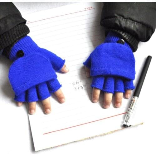 5-11 years old childrens winter writing half fingerless flip half finger gloves elementary school students warm and cold knitte