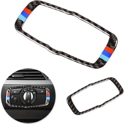 For BMW 5 Series E60 E61 2004 2005 2006 2007 2008 2009 2010 Car Accessories Interior Headlight Switch Frame Carbon Fiber Cover