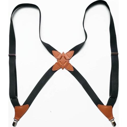 A holster type elastic suspenders with side clips cross adult men and women straps