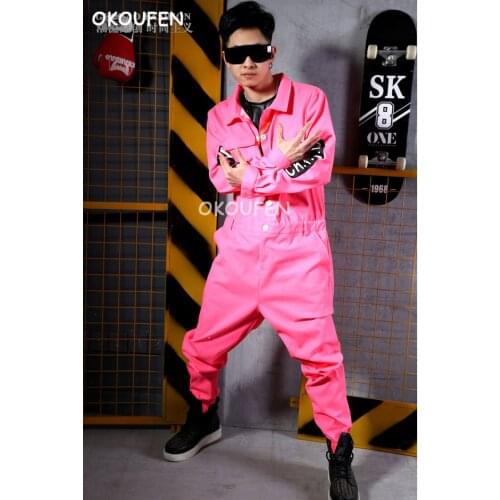 Hip Hop Storm Siamese Tooling Jacket Nightclub Bar Singer DJ Stage Costume