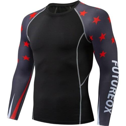 Compression Men Gym T Shirt Fitness Running Crossfit T-Shirt Quick Dry Long Sleeve Sport Shirt Workout Traning Tights for Men