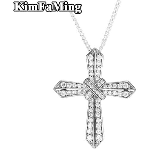 Good Quality 925 Silver Cross Pendants in Religious Cubic Zirconia Necklaces Jewelry Unisex P100