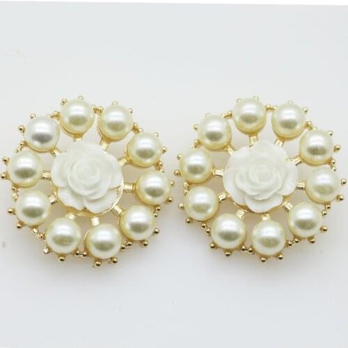 NEW 5pcs/lot 35mm Gold Shank Diamond Buttons Artificial Crystal Craft for Wedding Flowers & Clothes Decoration Hair Accessories