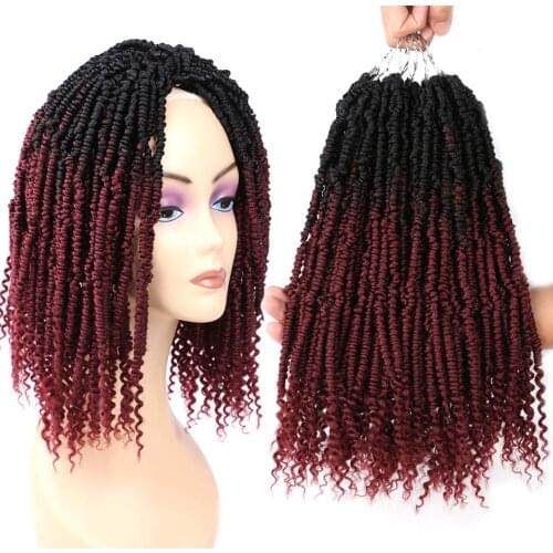 DAIRESS 12" Ombre Burgundy Bomb Twist Crochet Hair Kinky Curly Fluffy Spring Twist Hair Crochet Braids Braiding Hair Extenions