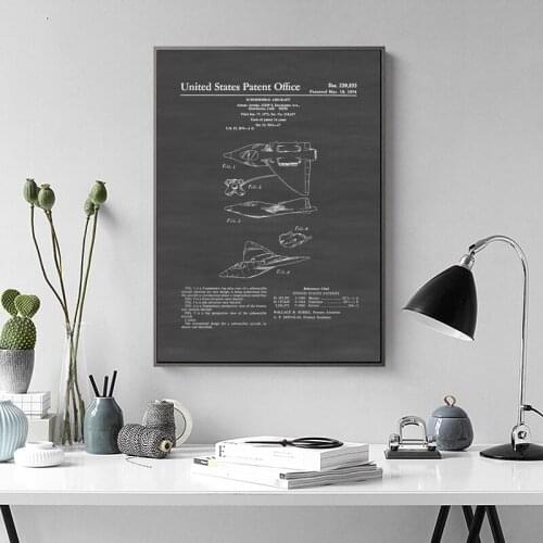 Submersible Airplane Patent Wall Art Paint Wall Decor Canvas Prints Canvas Art Poster Oil Paintings No Frame