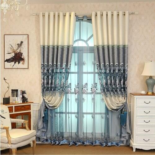 Luxury jacquard Embroidered blackout curtains for Living Room French Windows curtains for Bedroom high quality Drapes Curtains