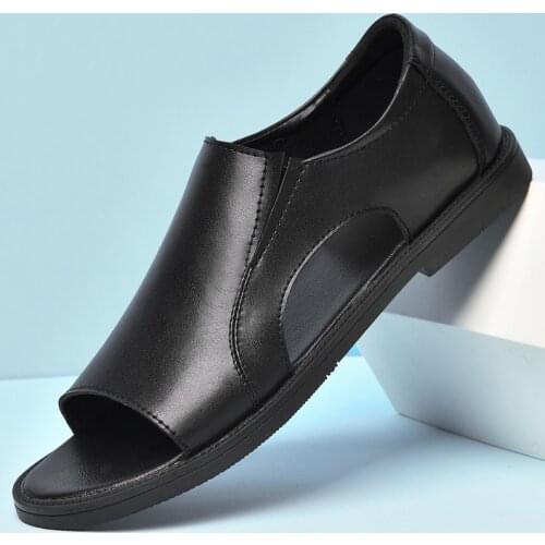 Men Sandals Summer Casual Outdoor Men Flats Sandals Comfortable Genuine Leather Man Beach Sandals Breathable