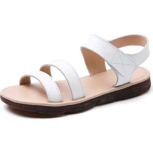 Woman Two Strap Upper Women Sandals Simple Flat Female Beach Sandals Luxury Oil Transparent Bottom Ladies Leather Sandals Shoes
