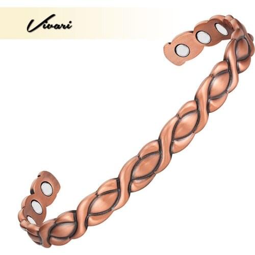 Vivari Fashion Lady Vintage Copper Magnetic Bracelet For Women With Cross And Oval Pattern Health Fashion Jewelry With 6 Magnets