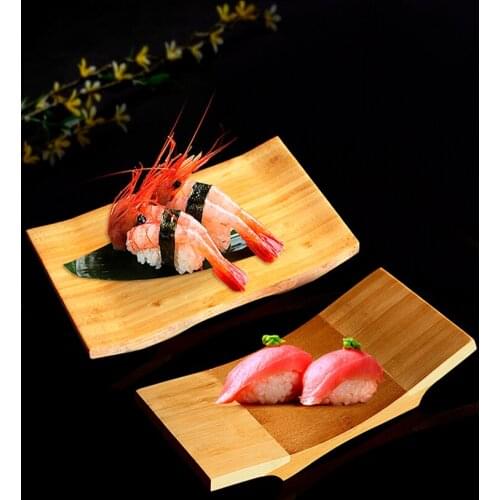 Japanese solid wood tray cooking wooden sushi plate rectangular curved sashimi dish Korean tableware