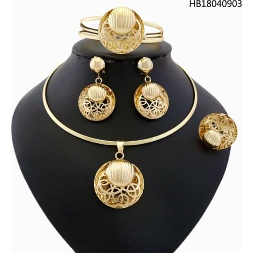 Yulaili Hot Sell Factory Custom Engagement Costume Ethiopia Pendant Necklet Bangle Design Women Four Jewelry Sets