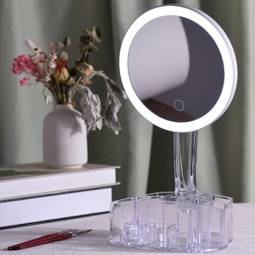 Makeup Mirror Set LED Lighted Make Up Mirror with Organizer Tray Mini Cosmetic Mirror 10X Magnification Night Lamp Battery Power