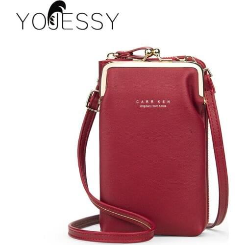 YOJESSY Women Bag Phone Pocket Leather Ladies Crossbody Bags Purse Female Messenger Bag
