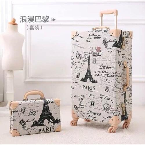 Women 2PCS/SET Retro Trolley Suitcase Rolling Luggage sets,12"20"24"26"inch Travel suitcase with Cosmetic case on wheel