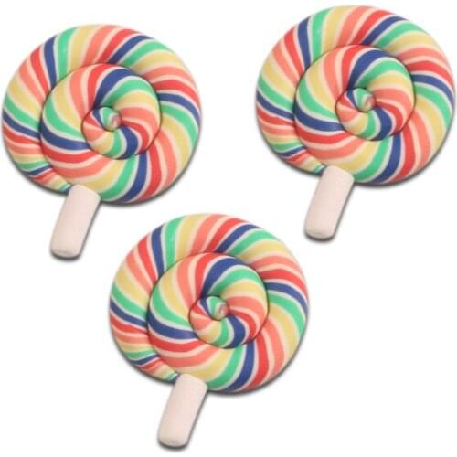 10Pcs Colorful Lollipop Resin Decoration Crafts Bead Flatback Cabochon Scrapbook Kawaii DIY Accessories Buttons