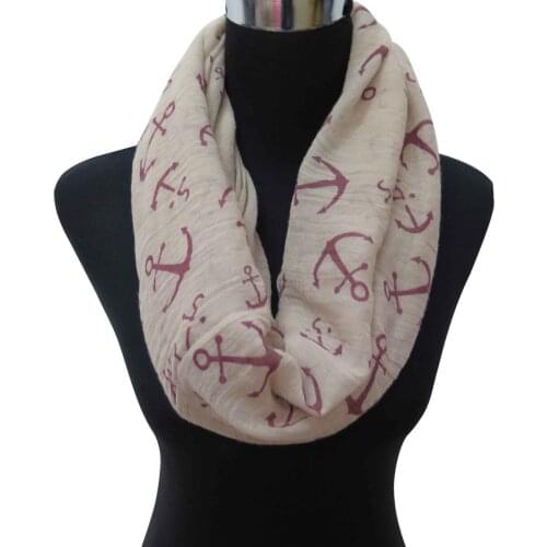 10pcs/lot Vintage Anchor Print Womens Infinity Crinkle Scarf Accessories, Free Shipping