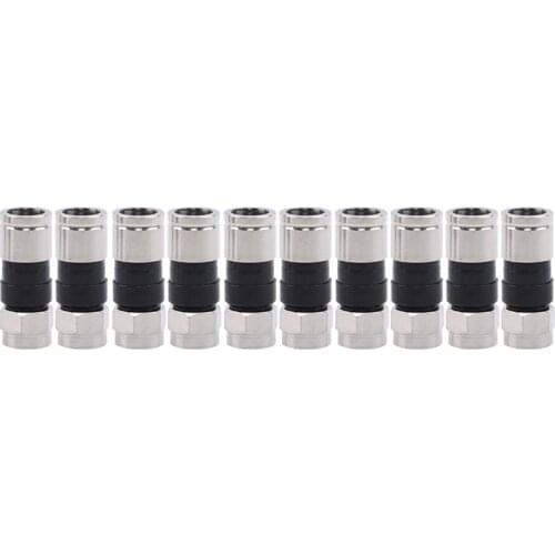 10Pcs F-Type Male Plug Compression Connectors For RG6 Coax Coaxial TV Cable HQ Connector Auto Replacement Parts