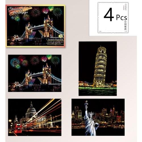 20*14cm Magic Scratch Art Crafts World Landscape Scraping Paintings Paper Postcards Kids decompression DIY Creative Drawing Toys
