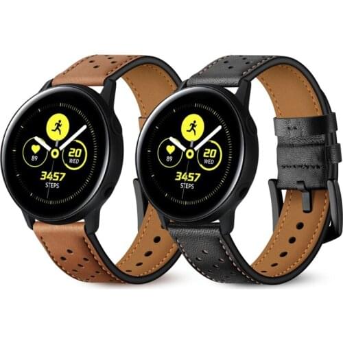 20mm Leather Watchband for Samsung Galaxy Watch 42mm Version Bracelet Band Strap for SM-R180 Gear Sport Huawei 2 Garmin Watch