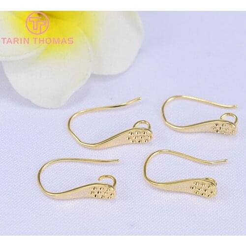 10PCS 16MM 24K Gold Color Plated Brass Earrings Hooks High Quality Diy Jewelry Accessories