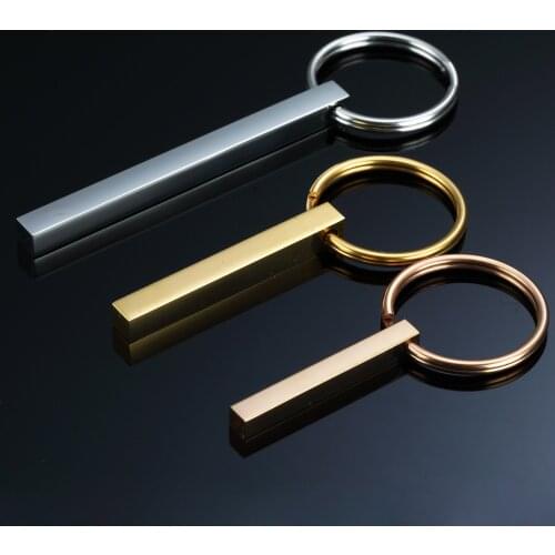 3Pcs/Lot Stainless Steel DIY Stamping Blank Rectangle Bar Keyring Mirror Polish Key Chain Different Sizes Jewelry Gifts